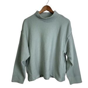 Madewell Women’s M Sage Funnelneck Drop-Shoulder Knit Sweater Top Style#NI096